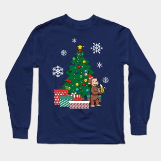 Curious George Around The Christmas Tree Long Sleeve T-Shirt